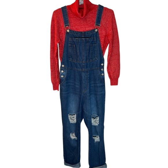 🌟 Distressed Blue Denim Overalls · Women’s Size 10 - Picture 5 of 5